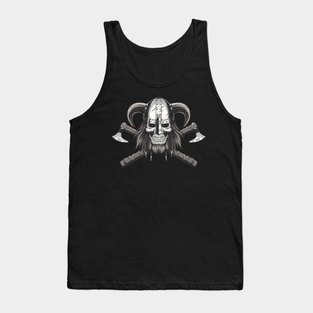 Viking Skull in Helmet and Crossed Axes Graphic Tank Top by extrinsiceye